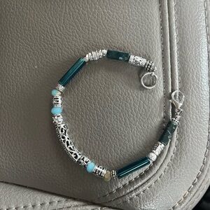 Elegant Silver and Teal Beaded Bracelet